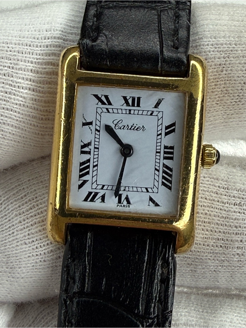 Auth Vintage Cartier Tank 18k Electroplated 1970s 21x28mm Manual Wind Movement - Picture 9 of 16